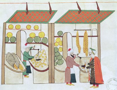 Ms.1671 Twee fruitwinkels, c.1580 door Islamic School